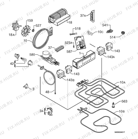 Взрыв-схема плиты (духовки) Privileg 520329 4/60246 - Схема узла Electrical equipment 268